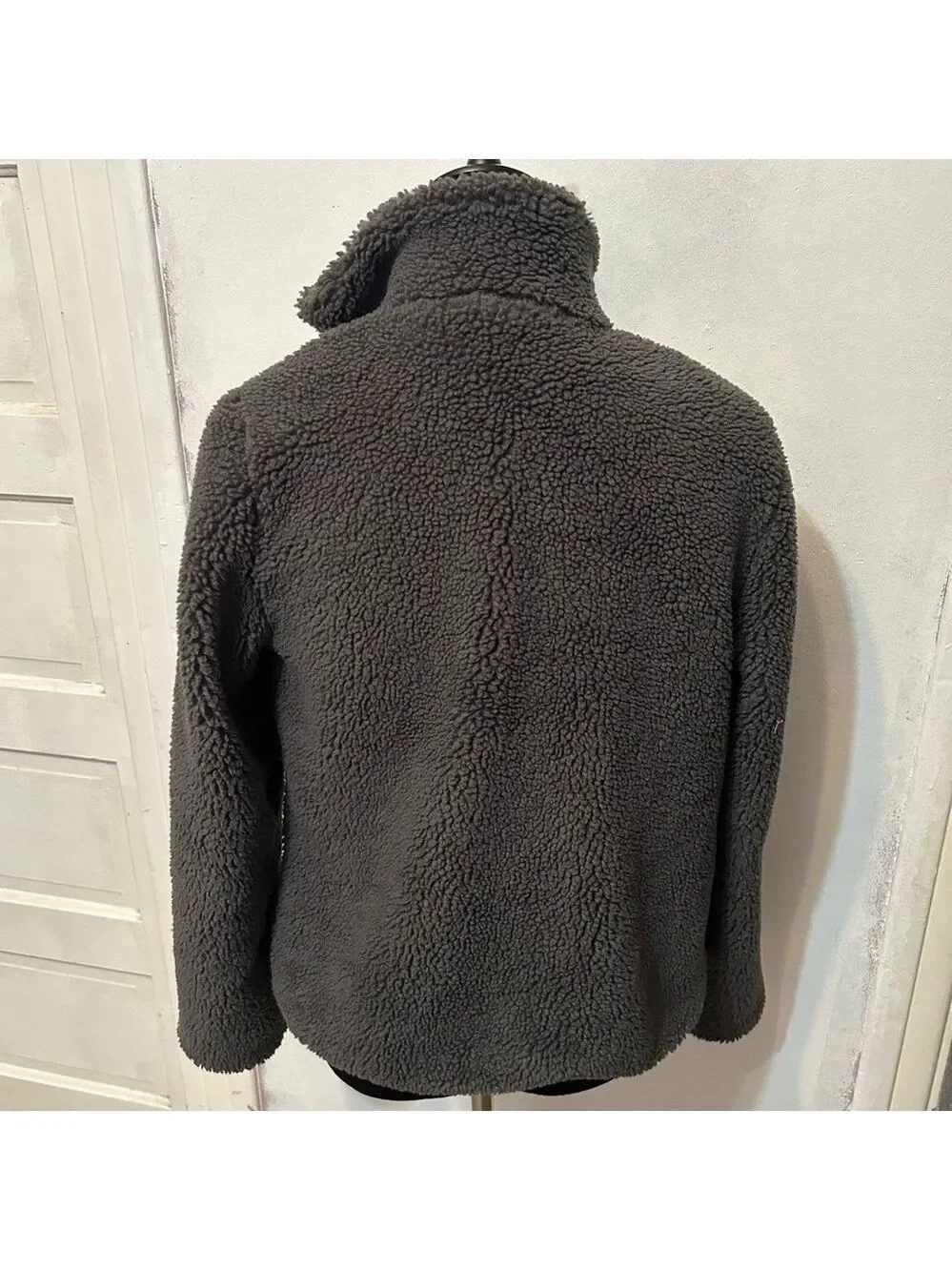 Faherty Sweater Jacket Gray Ashbury Sherpa Fleece Full-Zip Long Sleeve Size XS
